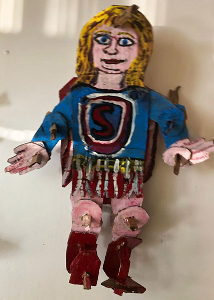 Brent Brown | BRB777 | Super Girl, 2020 | Paint on cardboard | 14 x 20 x 7 in. at the Outsider Folk Art Gallery