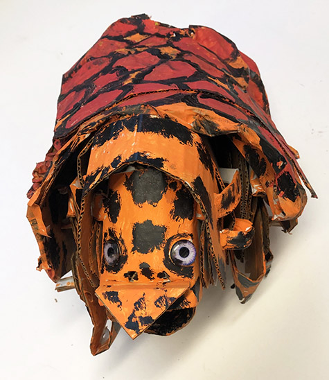 Brent Brown | BRB800 | Rocky the Box Turtle, 2020 | Cardboard, Mixed Media | 12 x 17 x 10 in. at the Outsider Folk Art Gallery