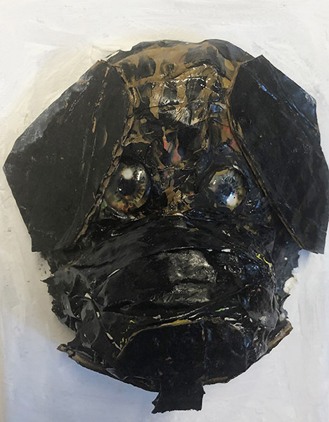 Brent Brown | BRB822 | Bull Mastiff, 2020 | Cardboard, Mixed Media, on Canvas | 5 x 7 in. at the Outsider Folk Art Gallery