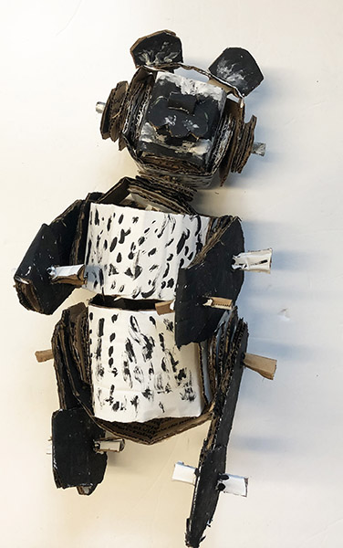Brent Brown | BRB836 | Peron the Panda Bear, 2020 | Cardboard, Mixed Media | 16 x 18 x 3 in. at the Outsider Folk Art Gallery
