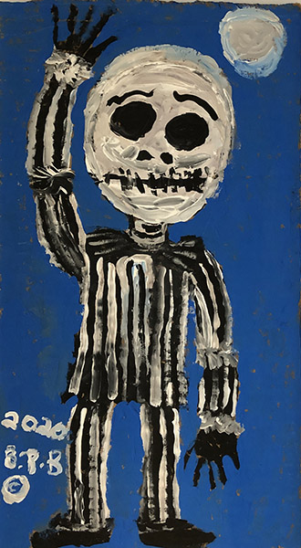 Brent Brown | BRB896 | Jack the Pumpkin from the Nightmare Before Christmas, 2020  | 
	 Cardboard, Mixed Media | 9 1/2 x 17 in. at the Outsider Folk Art Gallery