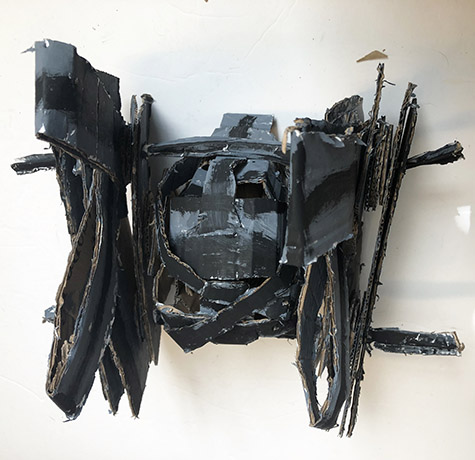Brent Brown | BRB916 | Tie Fighter #3 (Star Wars), 2021  | 
	 Cardboard, Mixed Media on cardboard backing | 14 x 16 x 8 in. at the Outsider Folk Art Gallery