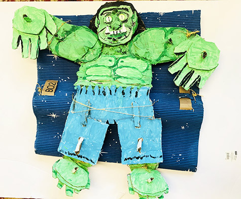 Brent Brown | BRB944 | Awesome Hulk, 2021 | Cardboard, Mixed Media | 28 x 27 x 10 in. at the Outsider Folk Art Gallery