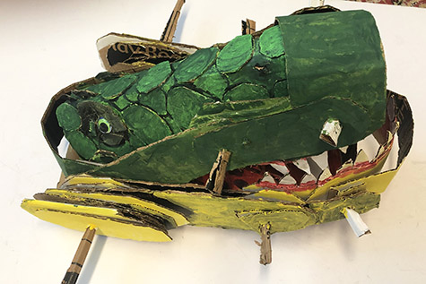 Brent Brown | BRB959 | Croc Mouth, 2021 | Cardboard, Mixed Media | 14 x 20 x 12 in. at the Outsider Folk Art Gallery