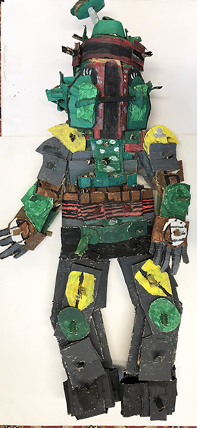 Brent Brown | BRB972 | Boba Fett Rising, 2021  | 
	 Cardboard, Mixed Media | 26 x 58 x 14 in. at the Outsider Folk Art Gallery