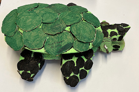 Brent Brown | BRB990 | Armor the Sea Turtle, 2022 | Cardboard, Mixed Media, 20 x 24 x 7 in. at the Outsider Folk Art Gallery