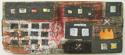 David "Big Dutch" Nally | DN034 | Pick Me | Materials/Techniques: Mixed Media on Wood Board, Price $500 at the Outsider Folk Art Gallery