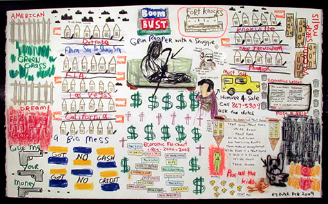 David "Big Dutch" Nally | DN048 | Elvis Snuggie, 2009 Mixed Media on paper, price $500 at the Outsider Folk Art Gallery