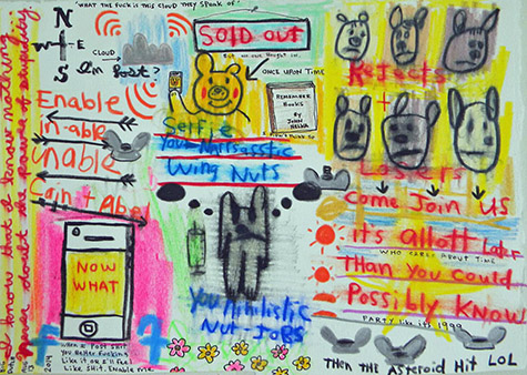 David "Big Dutch" Nally | DN154 | Wing Nuts, 2014 | Mixed media on paper | 8 x 11 in. (20.3 x 27.9 cm) price $150 at the Outsider Folk Art Gallery