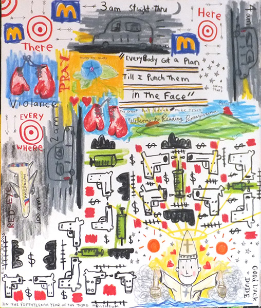 David "Big Dutch" Nally | DN166 | Plan B | Mixed media on paper | 11 1/2 x 13 1/2 in. (29.2 x 34.3 cm) at the Outsider Folk Art Gallery