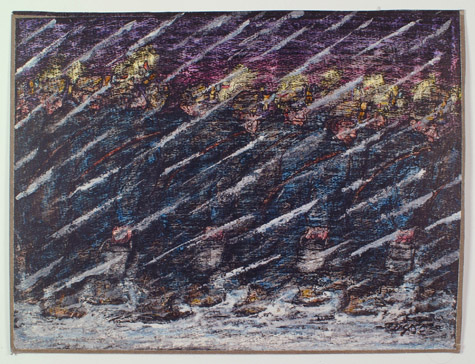 Frank Wyso | FW9 | "Through the Snow" | Wax reduction | Framed | 28 1/2"x20 1/2", price $3,100 at the Outsider Folk Art Gallery