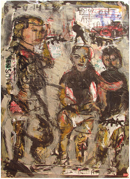 Jim Bloom | Paintings | JB2007 | Untitled (Law & Order SVU) | Materials/Techniques: Mixed Media Poster hinged on Foam Core, price $1200 at the Outsider Folk Art Gallery