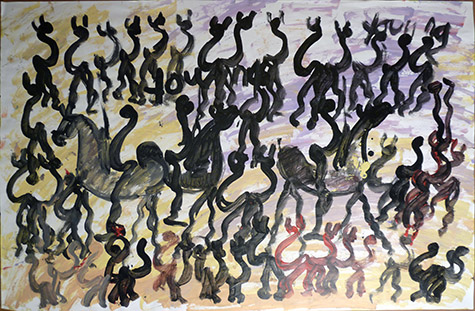 Purvis Young Special Collection | PYG-PP-052 | Untitled, signed | Paper | 23 x 35 in. (58.42 x 88.9 cm) at the Outsider Folk Art Gallery