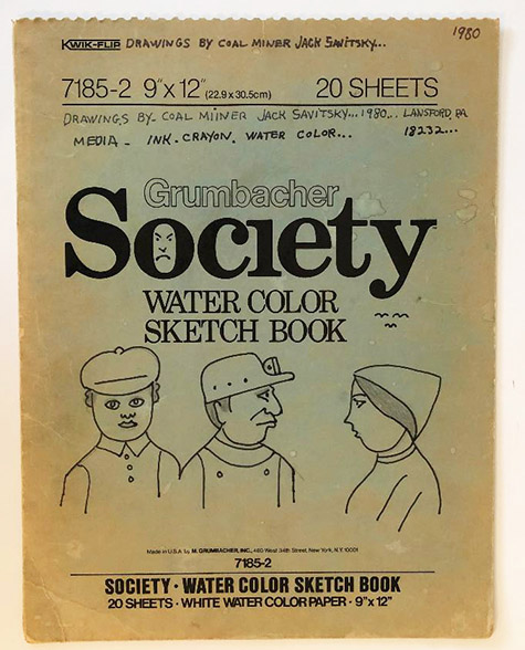 John Jack Savitsky | SAJ083 | Sketch Book Cover, 1980 | Mixed Media | 9 x 12 in. at the Outsider Folk Art Gallery
