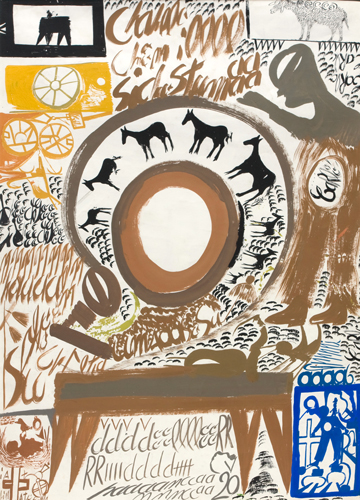 Carlo Zinelli | CZ001 (Front) | guache on paper at the Outsider Folk Art Gallery