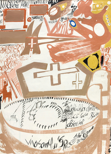 Carlo Zinelli | CZ001 (Back) | guache on paper at the Outsider Folk Art Gallery