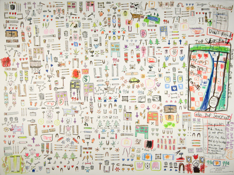 David "Big Dutch" Nally | DN016 | Top Secret | Mixed media on paper, price $850 at the Outsider Folk Art Gallery