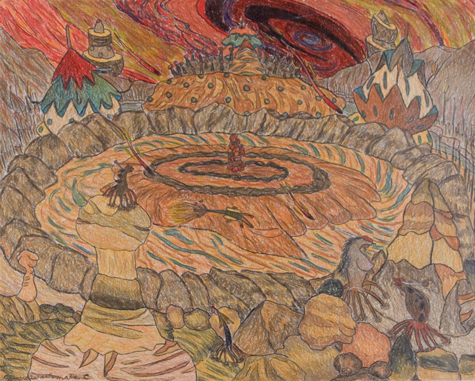 Edward Woltemate Jr. | EW021 | Colored pencil on paper, price $250 at the Outsider Folk Art Gallery