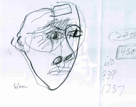 Jim Bloom | Drawings | JB0611 | Untitled | Ball Point Pen, Charcoal on Paper, price $150 at the Outsider Folk Art Gallery