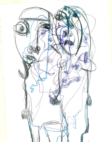 Jim Bloom | Drawings | JB0614 | Untitled | Ball Point Pen, Marker on Pape, price $150 at the Outsider Folk Art Gallery