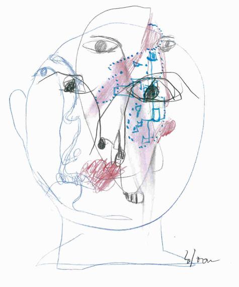 Jim Bloom | Drawings | JB0615 | Untitled | Ball Point Pen on Paper | Colored Pencil on Paper, price $150 at the Outsider Folk Art Gallery