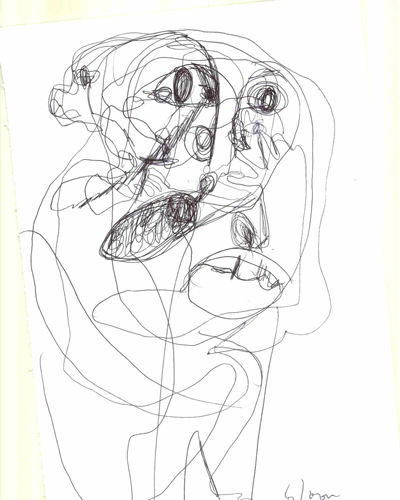 Jim Bloom | Drawings | JB0621 | Untitled | Ball Point Pen on Paper, price $150 at the Outsider Folk Art Gallery