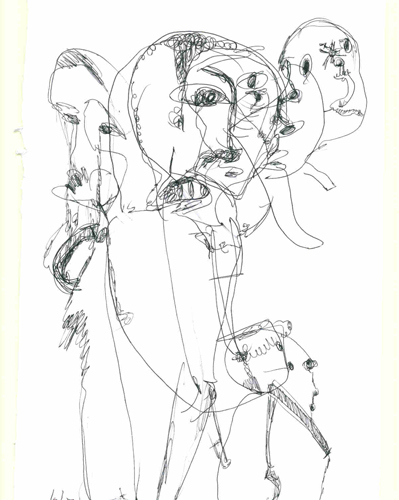 Jim Bloom | Drawings | JB0622 | Untitled | Ball Point Pen on Paper, price $150 at the Outsider Folk Art Gallery