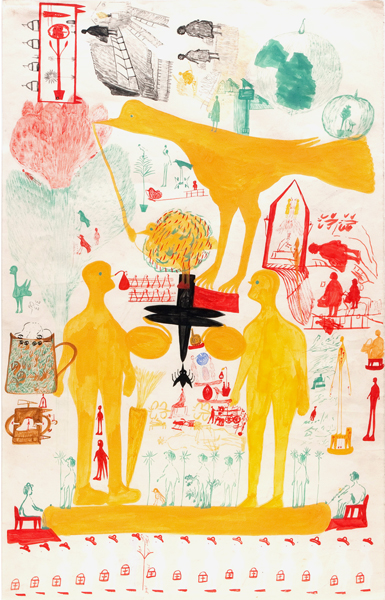 Carlo Zinelli | CZ003 | gauche on paper, framed, price $25,000 at the Outsider Folk Art Gallery