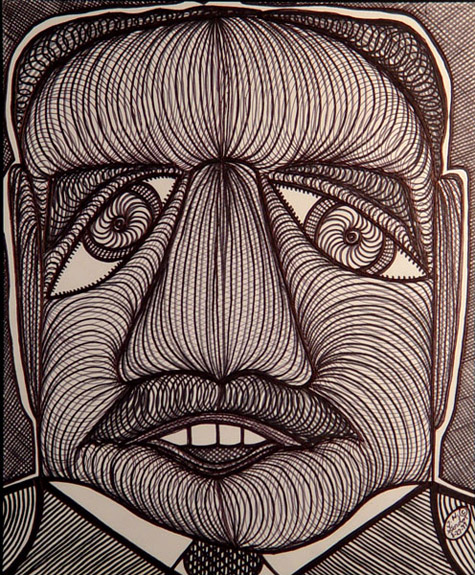 Theodore Ted Gordon | TGORD4 | Dean of Admissions | Crayon, Colored Pencils on Art Board, Unframed, price $800  at the Outsider Folk Art Gallery