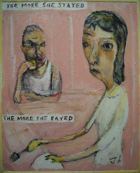 Jim Bloom Paintings JB0015 | The more she stayed... at the Outsider Folk Art Gallery 