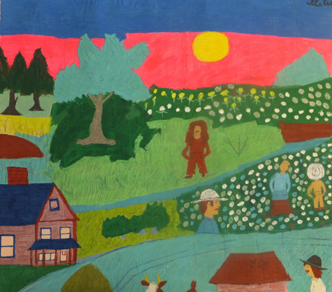 Floretta Emma Warfel | WAF036 | Untitled 22 1/2h x 26w at the Outsider Folk Art Gallery