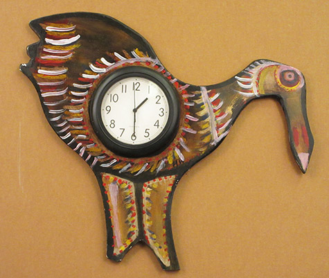 Hubert Walters | WAH016 | Bird Clock | Carved wood | 29 x 29 x 1 in. (73.7 x 73.7 x 2.5 cm) at the Outsider Folk Art Gallery