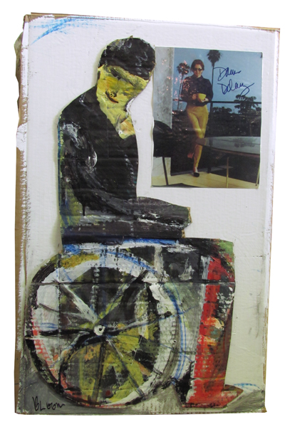 Jim Bloom | Paintings | JB1333 | Dana Delaney | 2010 | acrylic, collage on corrugated cardboard, price $750 at the Outsider Folk Art Gallery