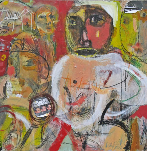 Jim Bloom | Paintings | JB1103 | Brian | 2009, oil and acrylic, marker on masonite at the Outsider Folk Art Gallery