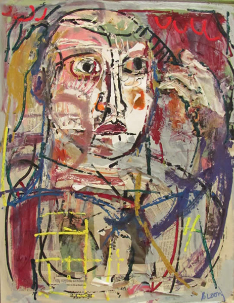 Jim Bloom | Paintings | JB1275 | Untitled | 2010 | Acrylic, collage on Plexiglas at the Outsider Folk Art Gallery