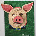 Brent Brown | BRB309 | Sweet Piggy, 2017 | Paint & collage on canvas panel | 11 x 14 x 3 in. (27.9 x 35.6 x 7.6 cm)